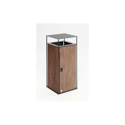 PROREGAL Robuster Abfallsammler mit Dach und Einwurfrahmen | 51 Liter, HxBxT 90x40x40cm | Verzinkter Stahl | Braun | Mülleimer Abfalleimer Müllkorb Image