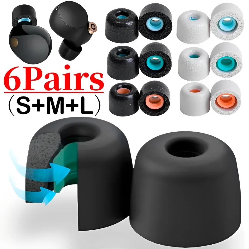 Memory-Schaum-Ohrpolster-Etui für Sony WF-1000XM6 WF-1000XM5 WF-1000XM4 1000XM3 In-Ear-Kopfhörer, Ohrstöpsel, Ohrkappen Image