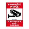 Panneau Sécurité Propriété Privée - Surveillance Vidéo 24h/24, Propriété Privée sous alarme, loi