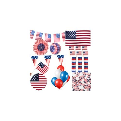 USA Party Deko Set 239 tlg. Partyset Partydeko Amerika blau weiss rot