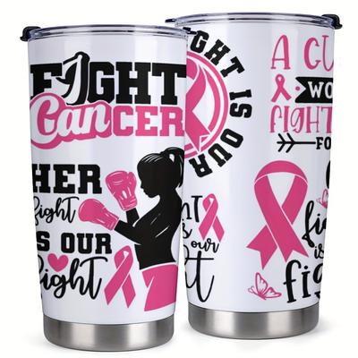 TEMU 1pc 20oz Tumbler Cup With Lid, Fight Cancer Print Gifts For Family, For Home, Office, Travel, Birthday, Valentine's Day Gift