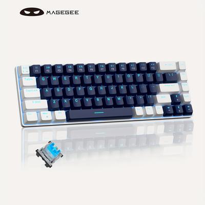 Portable 60% Mechanical Gaming Keyboard, Mk-box Led-backlit Compact 68-key Mini Wired Office Keyboard For Windows Laptops And - (blue White)