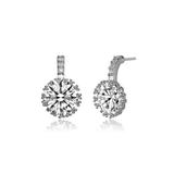 Genevive Sterling Silver With Colored Round Cubic Zirconia Drop Earrings - Grey