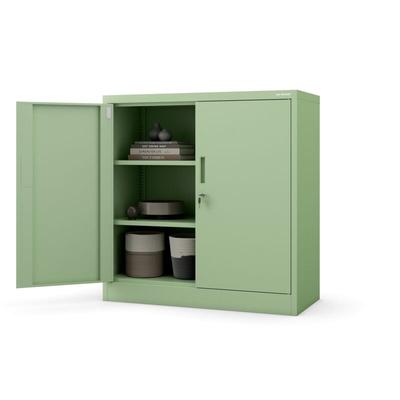 Kleiner Aktenschrank C001B Aufbewahrungsschrank Büroschrank mit Flügeltüren Metallschrank Image