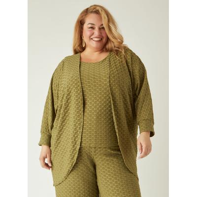 Plus Size Honeycomb Knit Cardigan