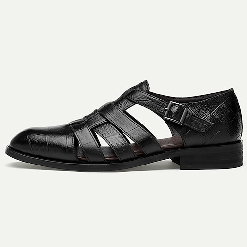 Fischersandalen aus Leder für Herren – stilvolle geschlossene Abendschuhe mit Schnalle für formelle und legere Anlässe Image