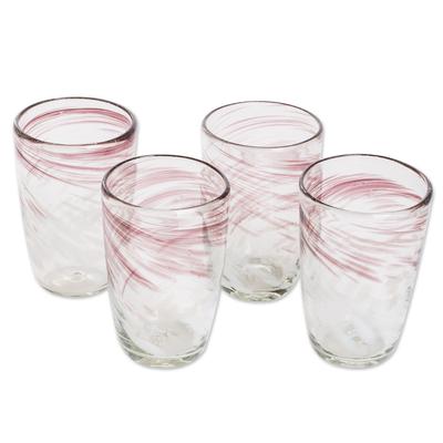 Fusion,'Violet and White Blown Glass Tumblers (Set...
