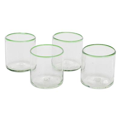 Green Mountain,'Green-Rimmed Recycled Glass Juice Glasses (Set of 4)'