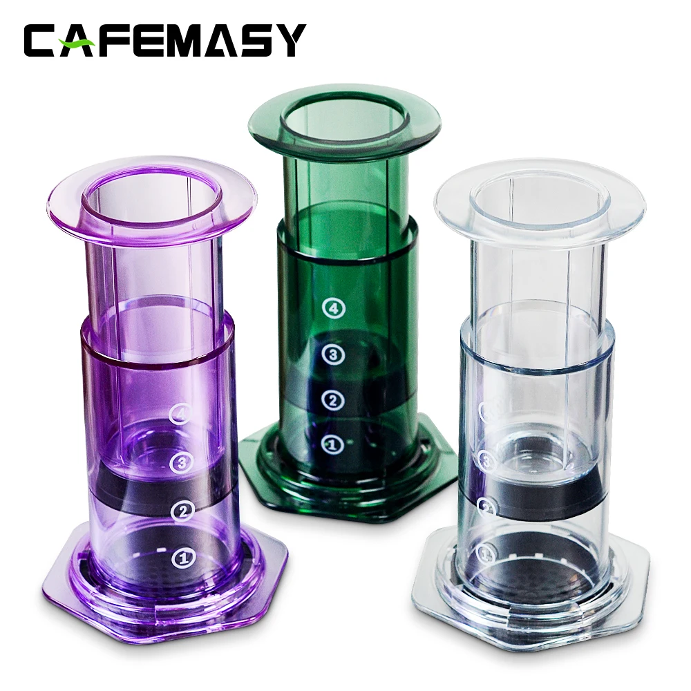 CAFEMASY Tragbare French Press Kaffeemaschine Transparente Espresso-Kaffeekanne Luftpresse Kaffeemaschine mit Filtern für Aero Press Image