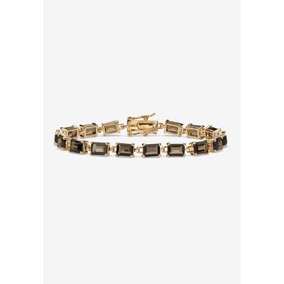 Women's Gold-Plated Tennis Bracelet (5.5Mm), Emerald Cut Smoky Quartz, 7.25" by PalmBeach Jewelry in Gold (Size ONE SIZE)