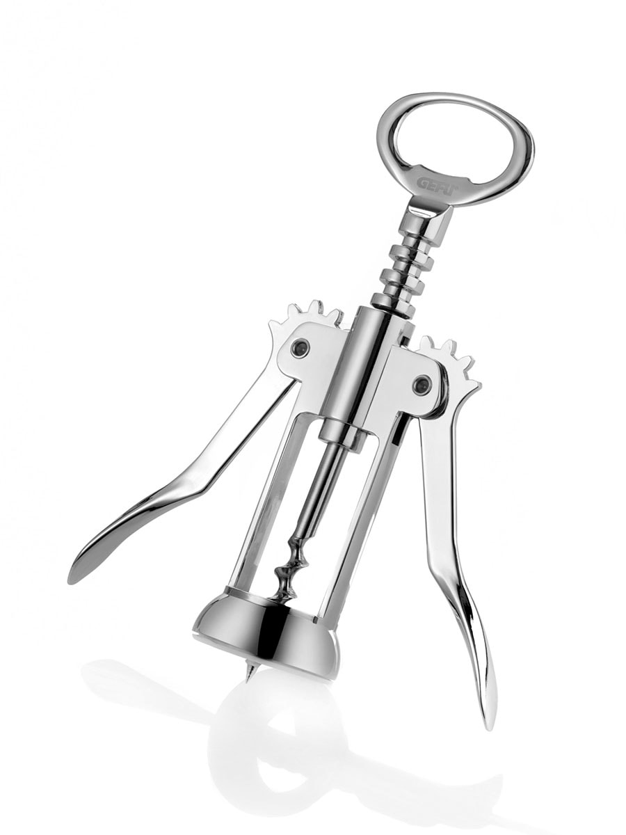 Korkenzieher GEFU "VINOLI", silber, B:16,2cm H:4,4cm T:5,7cm, Kunststoff, Metall, Korkenzieher, elegantes Design, einfache Handhabung, robuste Qualität