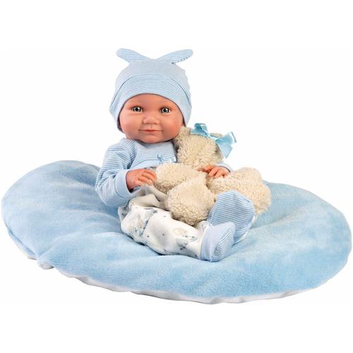 Babypuppe LLORENS ""Nico mit Kissen, blau, 40cm"" Puppen bunt Kinder Made in Europe