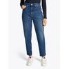 Mom-Jeans TOMMY JEANS "High waist - Mom-Jeans Tapered", Damen, Gr. 29, Länge 30, blau (denim schwarz), Denim/Jeans, Obermaterial: 99% Baumwolle, 1% Elasthan, unifarben, casual, regular fit knöchellang, Jeans, mit Logo-Stickereien