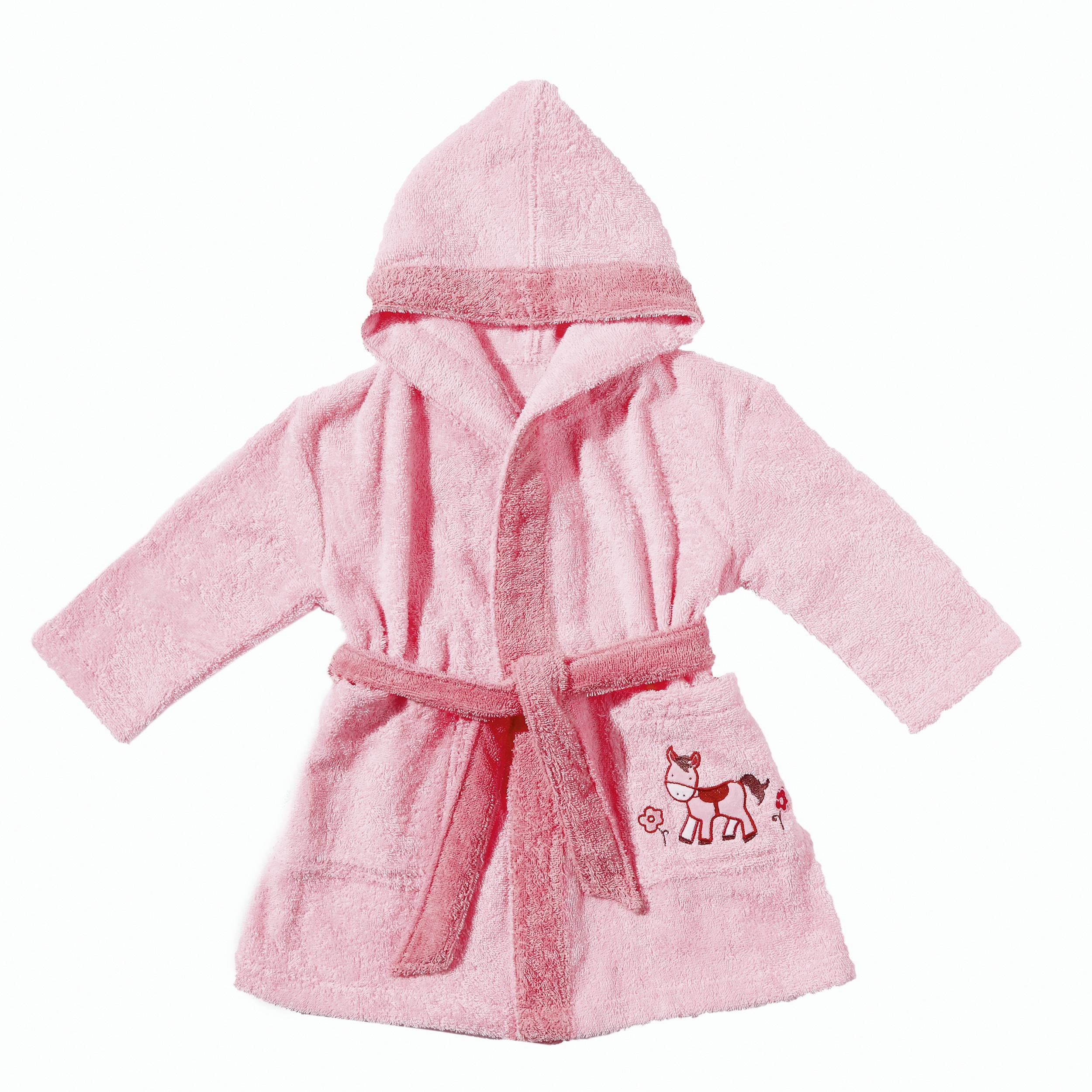 Babybademantel EGERIA "Pony" Gr. 104, rosa, L:63cm, Walkfrottee, Hausmäntel, mit Kapuze und kleiner Stickerei, Organic Cotton Image