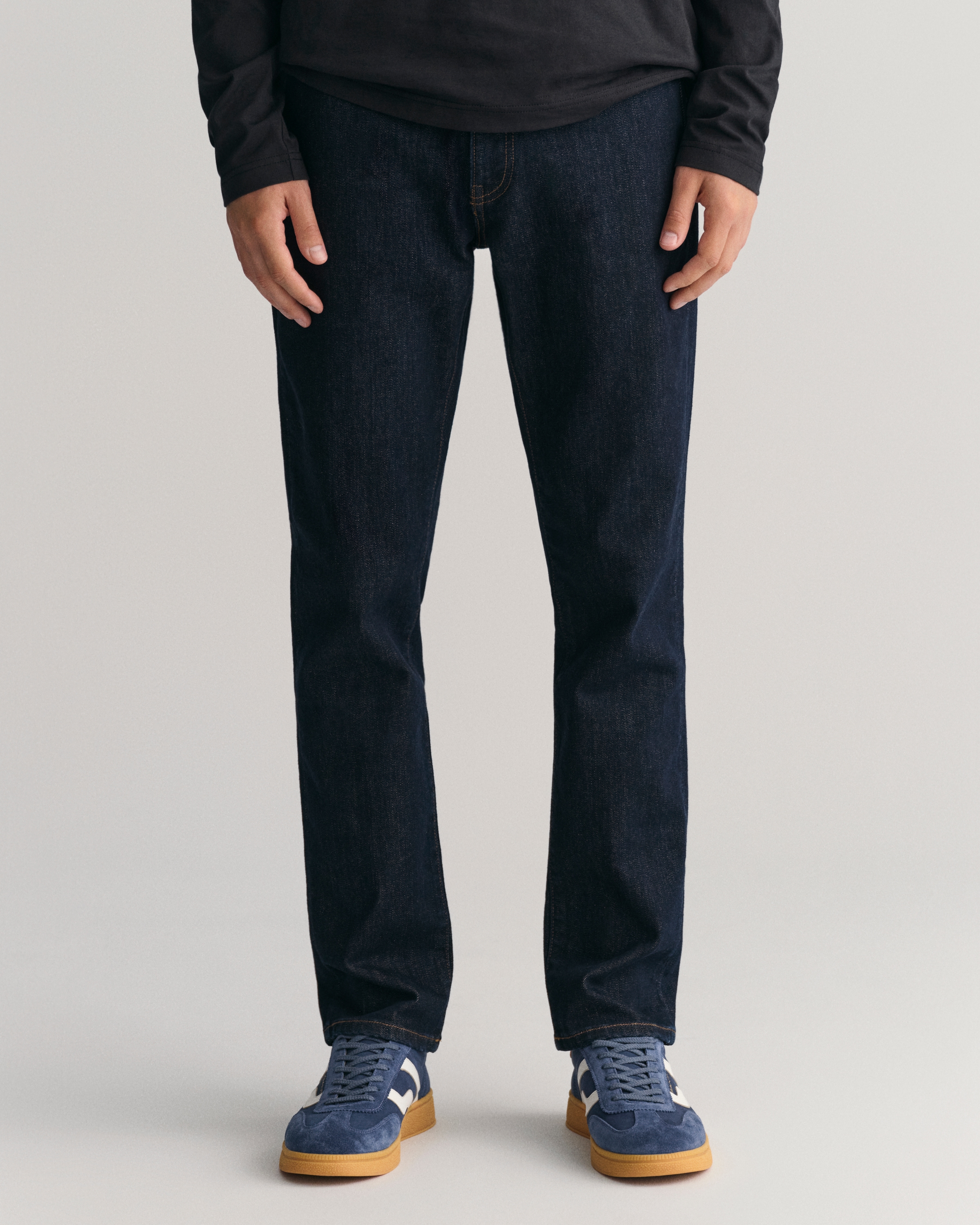 Slim-fit-Jeans GANT "SLIM GANT JEANS", Herren, Gr. 31, Länge 32, blau (dunkelblau), Denim/Jeans, Obermaterial: 97% Baumwolle, 2% Polyester, 1% Elasthan, slim fit, Jeans Slim-fit-Jeans