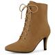 Allegra K Women's Pointy Toe Zip Lace Up Stiletto Heel Ankle Boots Brown 7.5 UK/Label Size 9.5 US