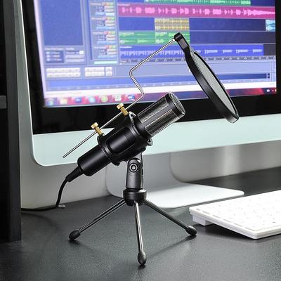 BM-700 Studio Recording Condenser Microphone & NB-35 Adjustable Arm Stand & Shock Mount & Pop Filter - One-size