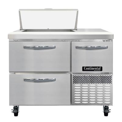 Continental RA43SN6-D 43" Sandwich/Salad Prep Table w/ Refrigerated Base, 115v, Stainless Steel, R290 Refrigerant