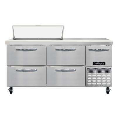 Continental RA68SN10-D 68" Sandwich/Salad Prep Table w/ Refrigerated Base, 115v, Stainless Steel