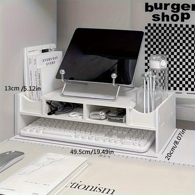 Elevated Stand For Desktop Computer, Laptop, And Monitor, Multi-layer Dormitory Storage Rack, Desktop Organizer, Desktop Computer Stand For Office, Dormitory Cosmetic Storage Box, Storage