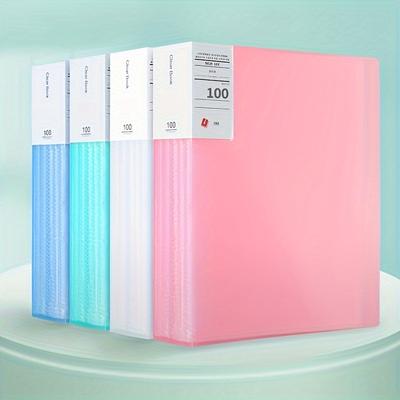 TEMU 1pc Transparent Insert, Exam Paper Organizer, A4 Size, Information Booklet, 100 Pockets Storage Bag, Document Storage And Office Organizer, Office Supplies, Back-to-school Supplies