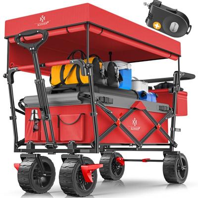 Bollerwagen faltbar GT9000 mit Dach Handwagen Transportwagen inkl. 2x 3-Punkt Gurtsystem klappbar Image