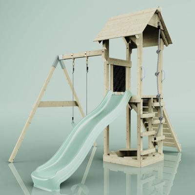 OutdoorToys Spielturm mit Wellenrutsche und Kinder-Schaukel Outdoor Klettergerüst Garten Image