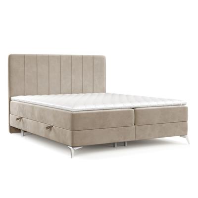 Boxspringbett mit Kopfteil aus Samtstoff, 200x200 cm