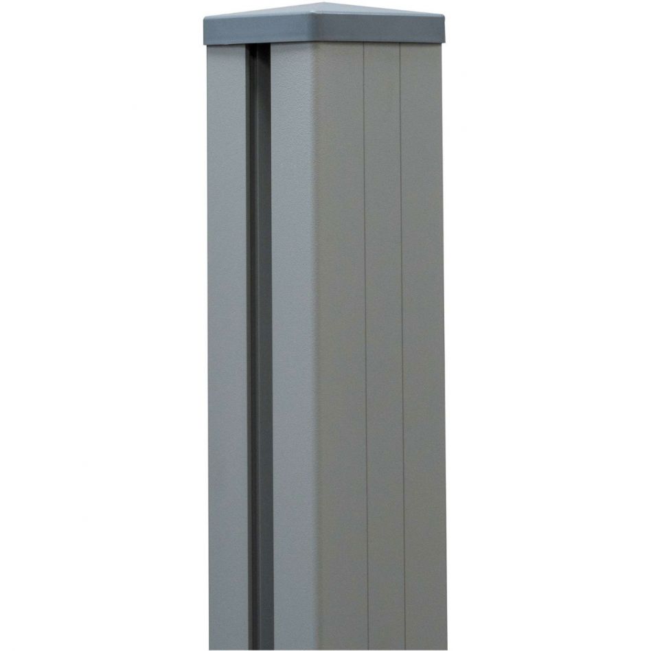 GroJa Alu-Steckzaunpfosten Silbergrau, 190 cm, 7x7 cm,Aufdübeln Image