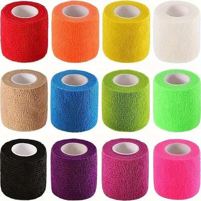 12PCS Elastic Self-Adhesive Bandages - Durable First Aid Wrap for Sports Wrist Ankle Support - Comfortable Reusable Quick-Apply 12-Color Variety Set