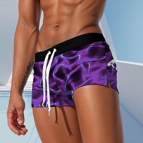 Herren Optische Täuschung Geometrisches Muster Badehosen Badeshorts Boardshorts Mittlere Taille Mode Designer Surfen Ferien Strand Kordelzug Tasche Elastischer Bund Designer Bekleidung Image