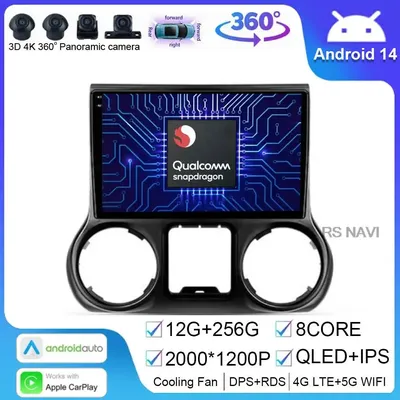Android 14 For Jeep Wrangler 3 JK 2010 - 2018 Navigation Video Player Car Radio Multimedia GPS No