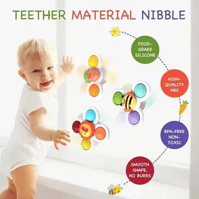 3PCS Montessori Baby Rotating Rattle Bell Toys Kids Bath Toys for Toddler Infant Birthday Christmas
