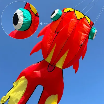 3-Color Goldfish Soft Kite 3D 10M Large Soft Animal Professional Kites Outdoor Inflatable Beach Kite
