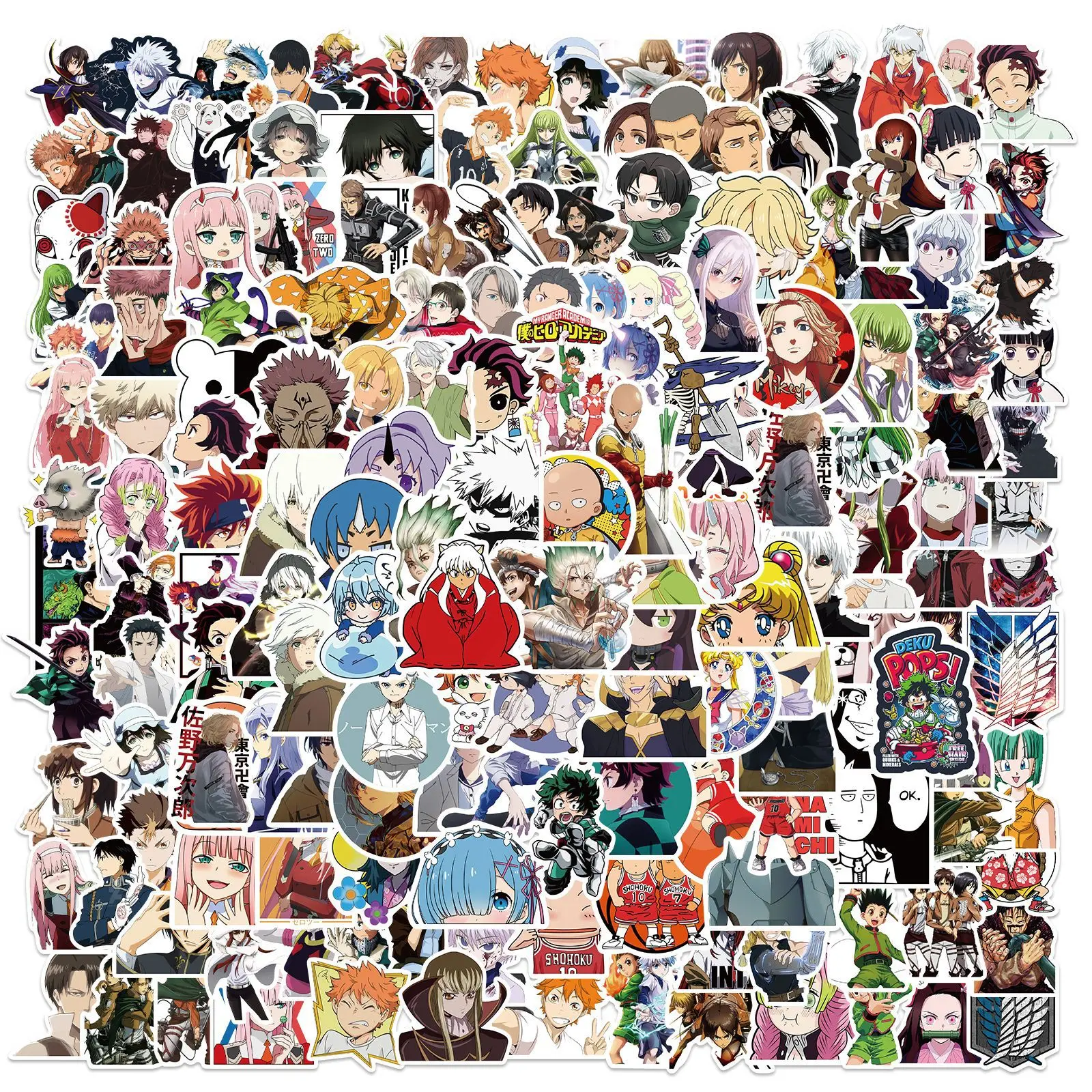 300 feuilles sans Duplication mélange Anime autocollants bricolage voiture Skateboard ordinateur portable téléphone bagages étanche décalcomanies autocollant enfants jouets