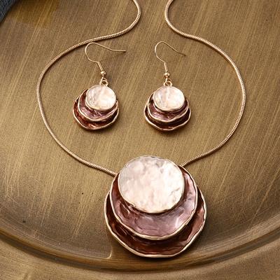TEMU Stylish & Chic Geometric Pendant Necklace And Earrings Set For Women - Sophisticated Jewelry, Ideal Romantic Gift For Valentine's Day, Suitable For Casual Attire Or Vacation, Jewelry Set Image