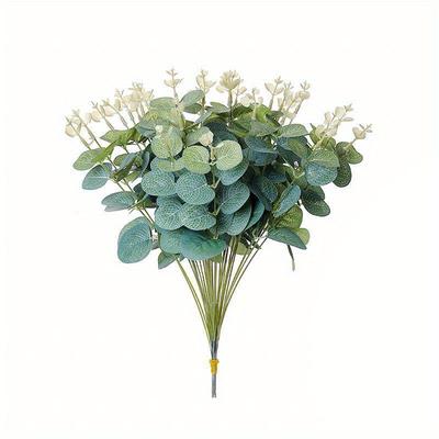TEMU Rv ! 20pcs Mixed Eucalyptus Leaves Stems - Artificial Eucalyptus Leaves With White Seeds And Sprays, To Your Rv Vase, Wreath, Or Bouquet Arransynthetic Gemstoneents Rv Tables Image