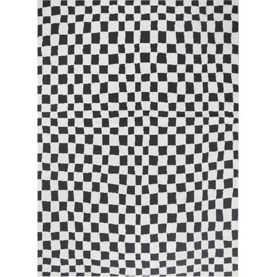 Skandinavischer Teppich mit Karomuster Schwarz/Weiß 160x213