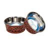 American Pet Supplies Country Living Set Of 2 Stainless Steel Farmhouse Style Dog Bowls - Brown