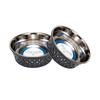 American Pet Supplies Country Living Set Of 2 Stainless Steel Farmhouse Style Dog Bowls - Grey
