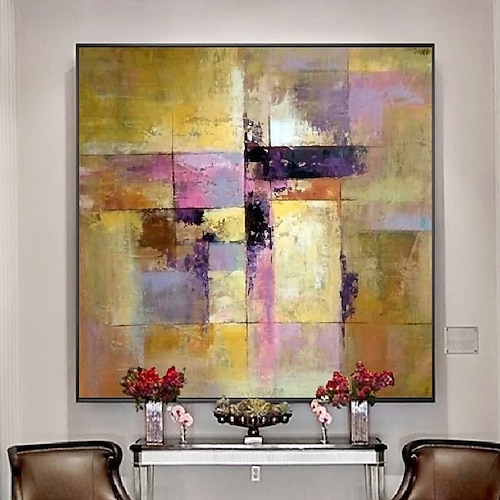 abstraktes goldenes Ölgemälde auf Leinwand, handgefertigt, modernes Ölgemälde, handgemalt, großes abstraktes Ölgemälde, Wandkunst, Gemälde für die Heimdekoration Image