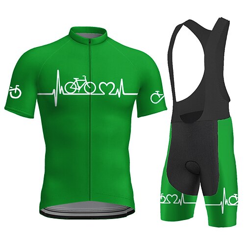 Herren Radtrikot mit Trägershorts Kurzarm Mountainbike MTB Straßenradsport Sommer Blau Rote Orange Buchstaben Zahlen Lustig Fahhrad 3D-Polster Schnelltrocknend Rückentasche Feuchtigkeitsableitend Image