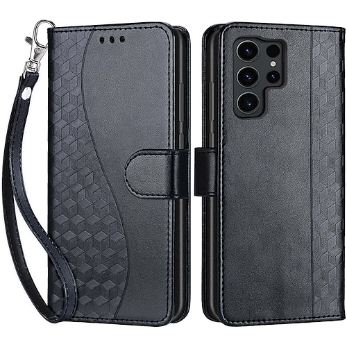 Handy Hülle Handyhüllen Für Samsung Galaxy S25 S24 S23 S23 FE S22 S21 Ultra Plus A55 5G A35 5G A25 A15 Rückseite Mit Ständer Magnetisch Mit Handgelenkschlaufe Retro TPU PU-Leder Image