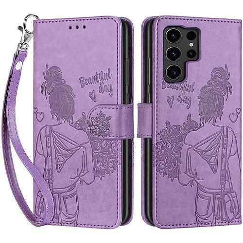 Handy Hülle Handyhüllen Für Samsung Galaxy S25 S24 S23 S23 FE S22 S21 Ultra Plus A55 5G A35 5G A25 A15 Rückseite Mit Ständer Magnetisch Mit Handgelenkschlaufe Retro TPU PU-Leder Image