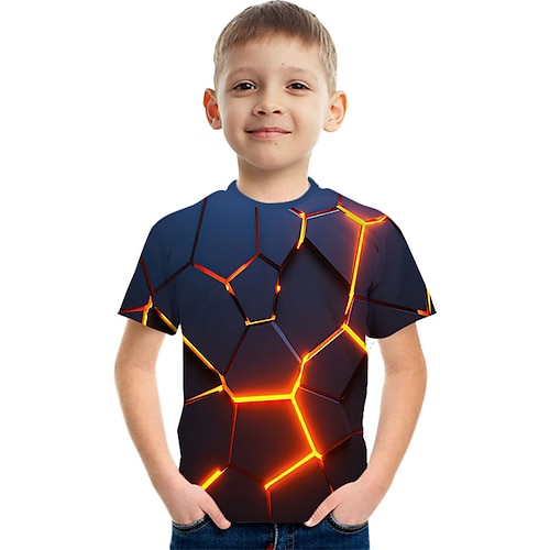 Crack 3D Kinder Kurzarm T-Shirt Mode 3D bedruckte bunte Shirts für Jungen und Mädchen Image