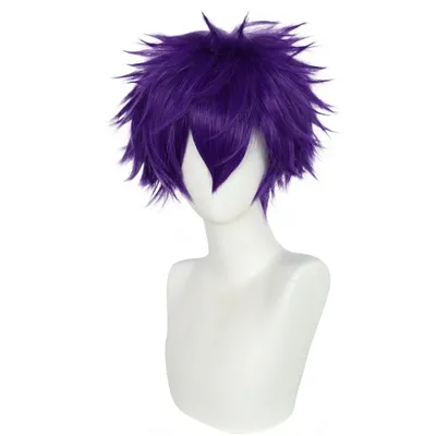 10 Inch Synthetic Short Purple Straight Men's Cosplay Wig for Halloween Christmas School