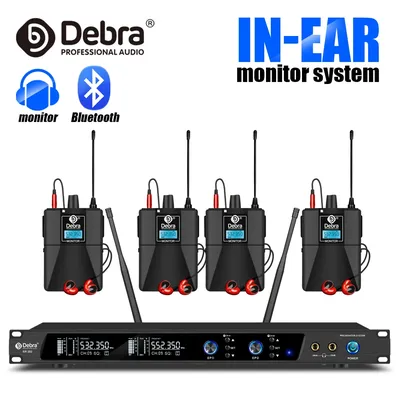 Debra ER-202 Professional UHF Wireless In-Ear Monitor System, Bluetooth 5.0, with multiple transmitters, for stage performances