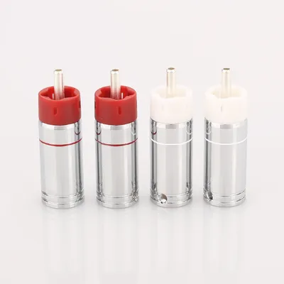 4pcs Star Line Silver Plated Tellurium Copper RCA Plugs connectors For Amplifier Speaker Cable RCA