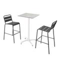 Ensemble table haute 60x60 cm inclinable stratifiée et 2 chaises gris