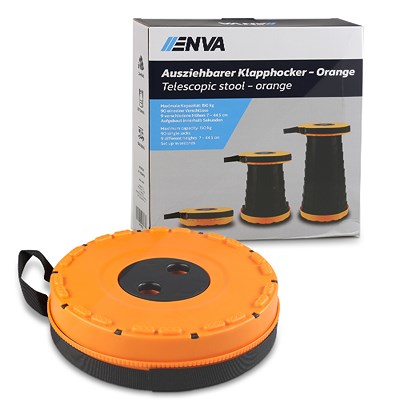 Enva Ausziehbarer Klapphocker Teleskophocker - Orange [Hersteller-Nr. 40790823] Image